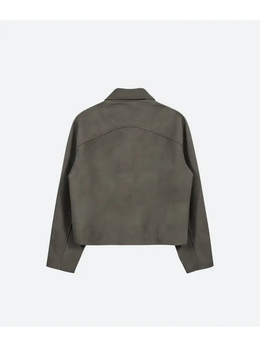 Gray Cropped Leather Jacket