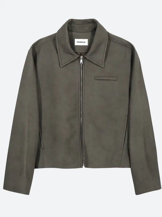 Gray Cropped Leather Jacket